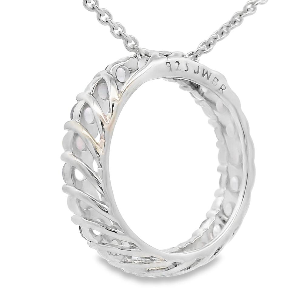 Created Opal Natural Amethyst Circle Pendant Necklace 18 inches Sterling Silver - Picture 4 of 8